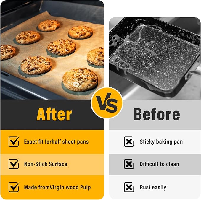 Parchment Paper Sheets for Baking 12-16 IN Precut Non-Stick Parchment Paper Unbleached Baking Sheet Paper for Air Fryer,Baking,Grilling,Steaming,Oven Suitable For Bread Cake Cookies 200p