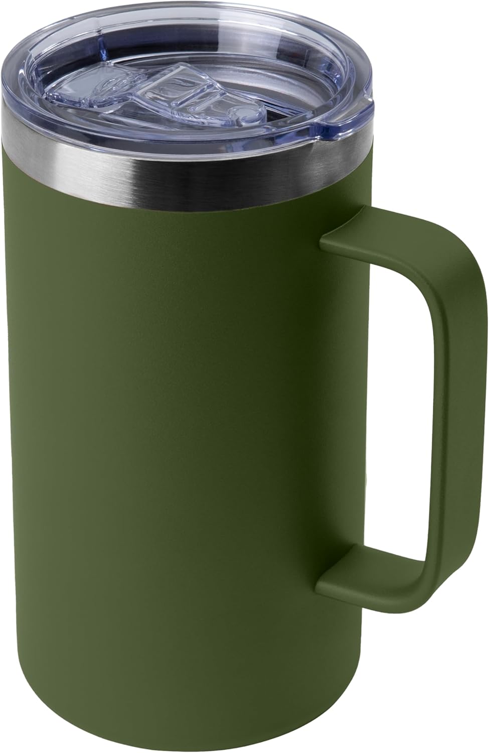 DOMICARE 24oz Mug with Handle and Lid, Stainless Steel Coffee Mug, Reusable Insulated Cup, Travel Mug with Handle, Double Wall Vacuum Coffee Tumbler for Men and Women, Army Green, Pack 1