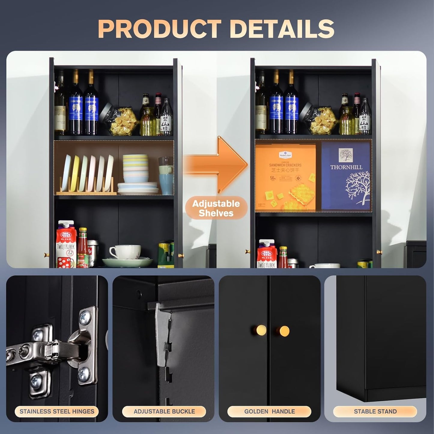 72" Tall Steel Garage Storage Cabinet with 2 Doors and 4 Adjustable Shelves, Metal File Cabinet,Tool Cabinets for Office,Home,Office,Garage,School,Shop, Required-Assembly