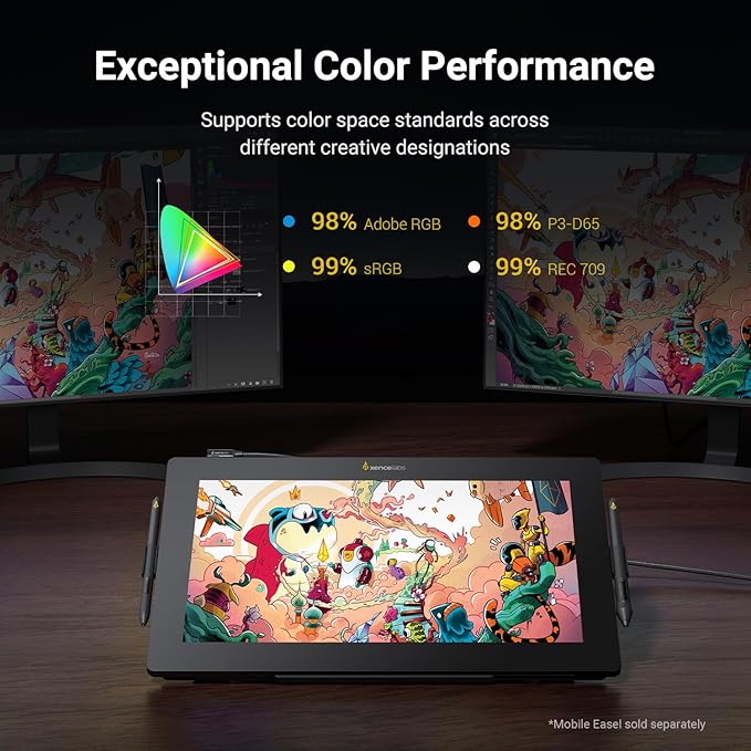 XENCELABS Pen Display 16 Lite, 4K OLED Drawing Tablet with Screen, Portable Graphic Drawing Display with 2 Battery-Free Pens for Windows/macOS/Linux