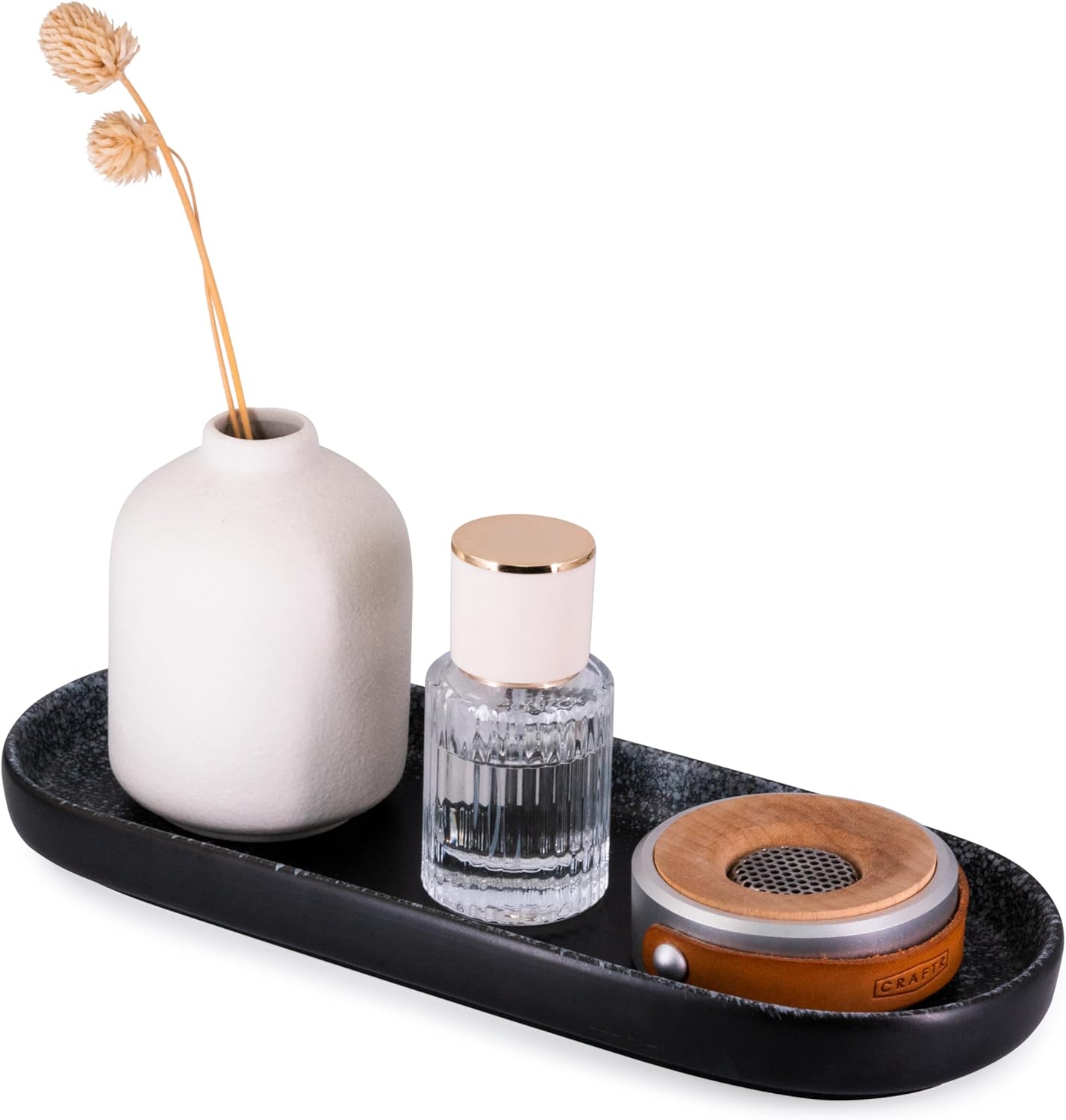 Large Ceramic Bathroom Vanity Tray, 10" Decorative Tray for Countertop, Soap Dispenser Tray for Kitchen Sink, Countertop Organizer for Jewelry, Cosmetics, Candles, Lotion and Perfume (Snow)