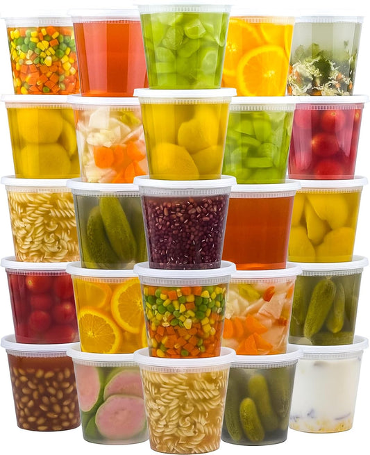 50 Set 24 oz Deli Containers with Lids, Leak-Proof BPA Free Plastic Take Out Bowls, Food Storage Containers for Takeout Meal Prep Storage, Freezer, Microwave & Dishwasher Safe