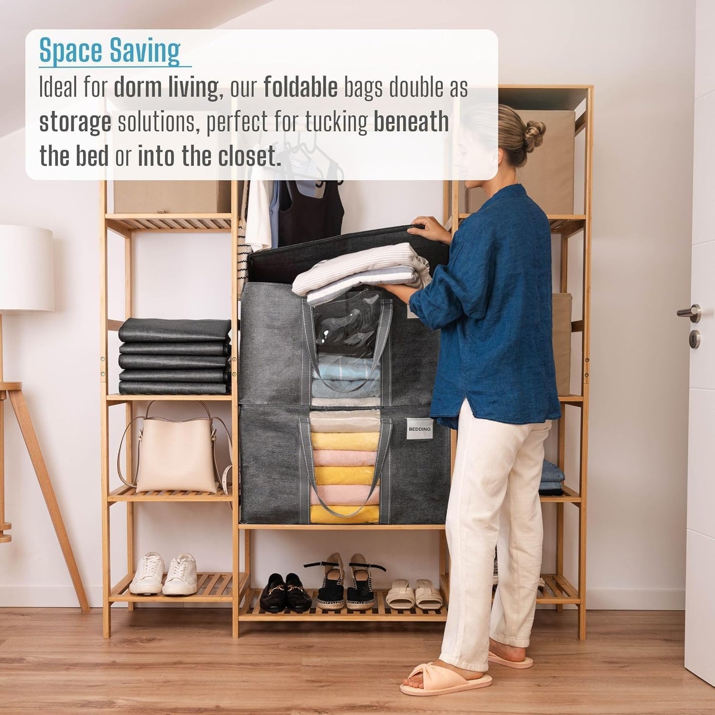 VENO 6 Pack Moving Bags, Moving Supplies, Moving Boxes, College Packing Storage Boxes with Lids Alternative, Heavy Duty Totes, Extra Large, Sturdy Handles, Zipper (Dark Gray with Window, 6 Pack)