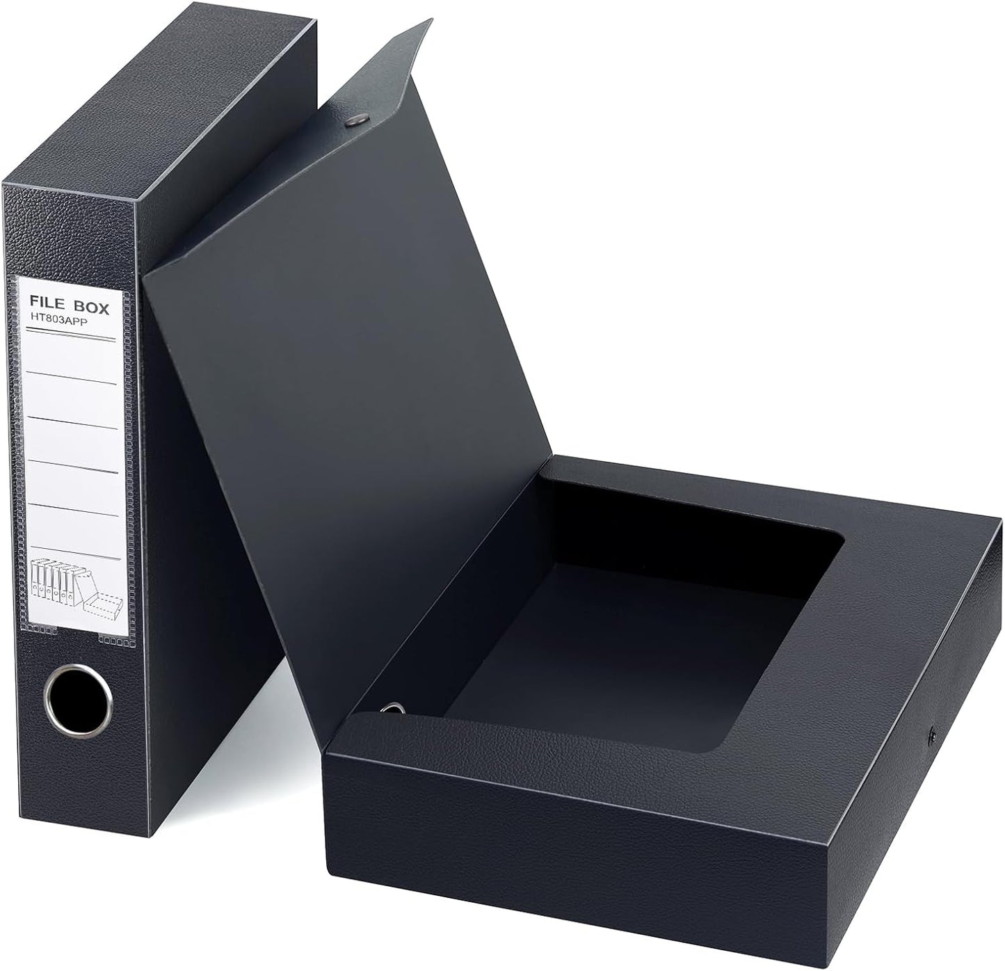 HUA JIE 2 Pack A4 Storage File Boxes Archives Case,65mm Spine,Box File Document Storage Box for Office School -Black