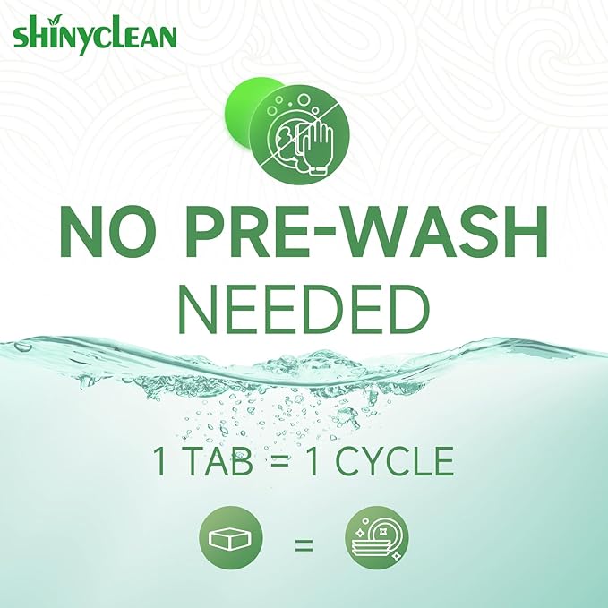Dishwasher Detergent Tablets with Built-in Rinse Aid | All-in-1 Plant-Based Pods | Fragrance & Dye Free | Natural & Phosphate-Free | Biodegradable & No Unwrapping Needed | 62 Count