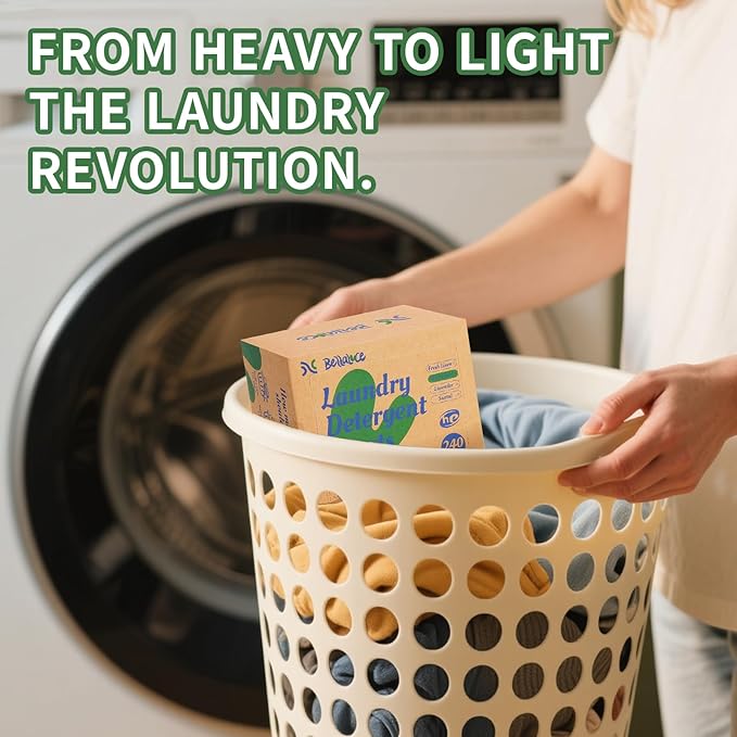 Laundry Detergent Sheets - 240 Loads Unscented Gentle on Sensitive Skin, Laundry Sheets for Dorm,College,Home, Hotel,Apartment,Camping,Cruise,Road Trip,Small space, Family School Travel Essentials