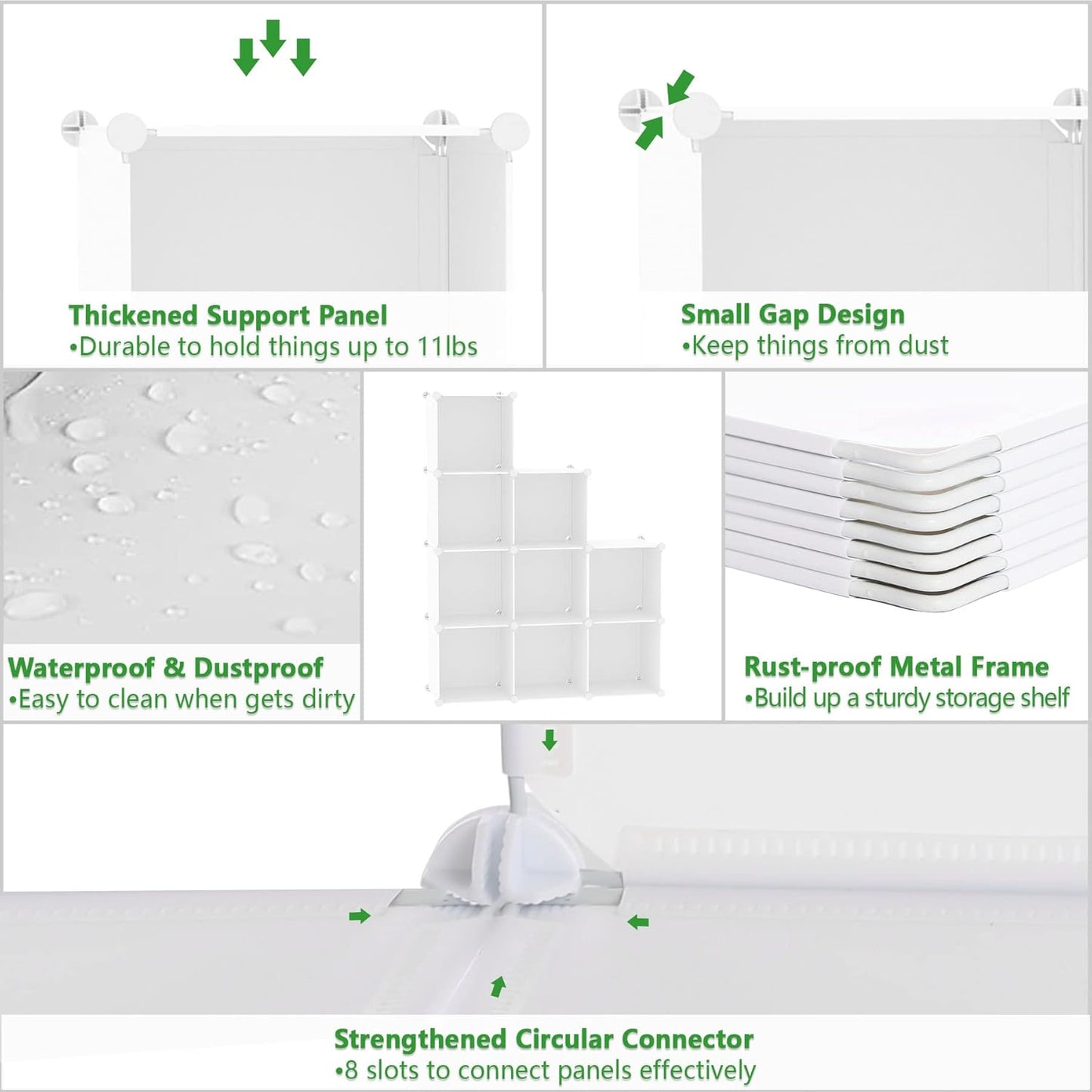 C&AHOME Cube Storage, 9-Cube Bookshelf, Plastic Closet Cabinet Organizer, DIY Stackable Bookcase, Modular Shelving Units Ideal for Home, Office, Kids Room, 36.6" L x 12.4" W x 48.4" H Milky UPCS09M