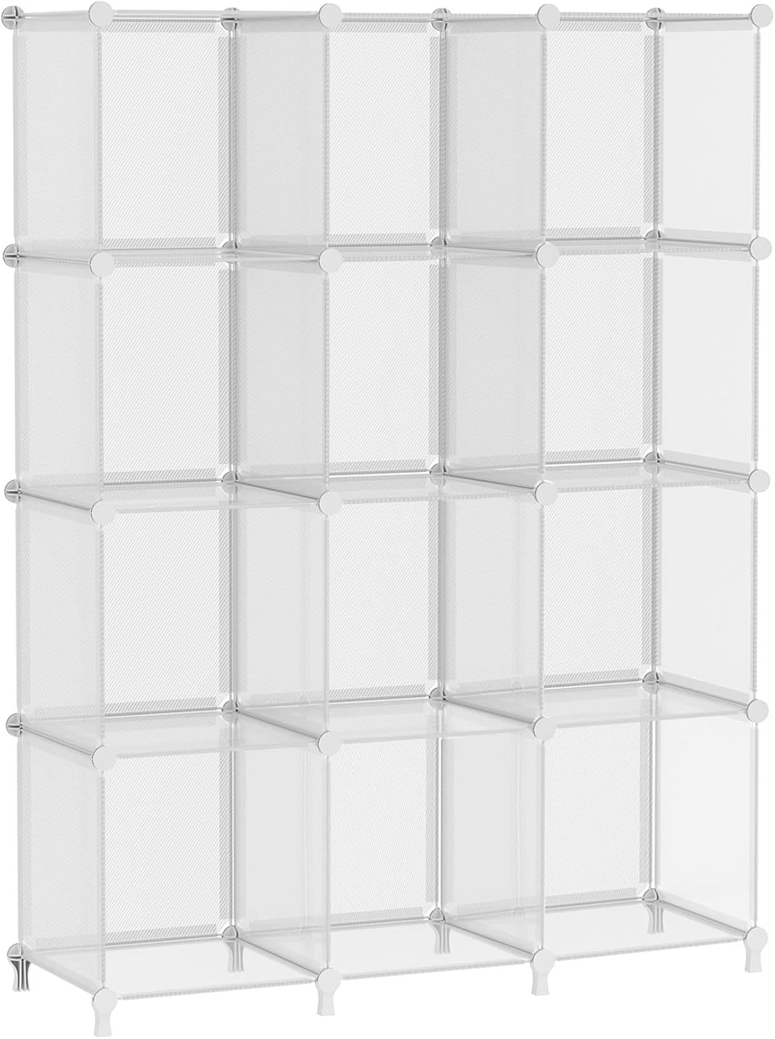 AWTATOS Cube Storage Organizer, Closet Organizers and Storage, 12 Cube Shelves Bookshelf, DIY Stackable Plastic Clothes Organizer Shelving for Bedroom, Home, Transparent Twill