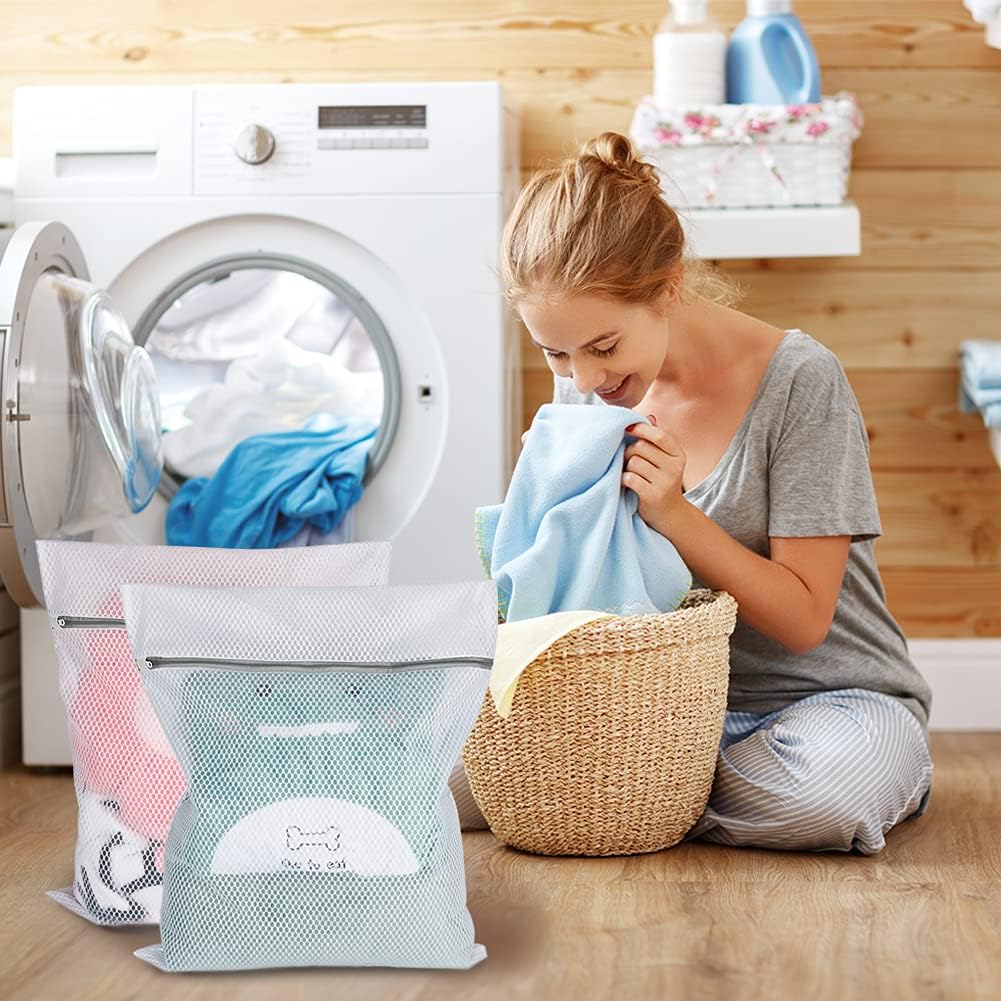 Vivifying XL Large Mesh Laundry Bags, 2 Pack Honeycomb Mesh Wash Bags for Washing Machine, Delicates Clothes, Sweater, Coats, Stuffed Toys, Blanket (White)