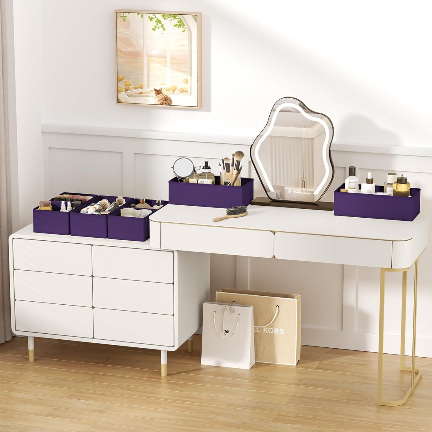 DIMJ Drawer Organizer Clothes 15 Pack - Foldable Baby Organizers and Storage & Dresser Organizer for Bedroom, Closet - Nursery Organization Dresser Dividers for underwear, Sock,Bra, Belt, Tie, Purple