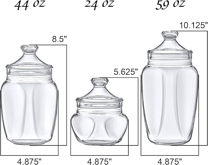 Amazing Abby - Embrace - Plastic Bathroom Canisters (3-Piece Set, 42/24/60 oz), Acrylic Apothecary Jars for Vanity, BPA-Free and Shatter-Proof, Great for Cotton Balls and Bath Sponges (NOT Glass)
