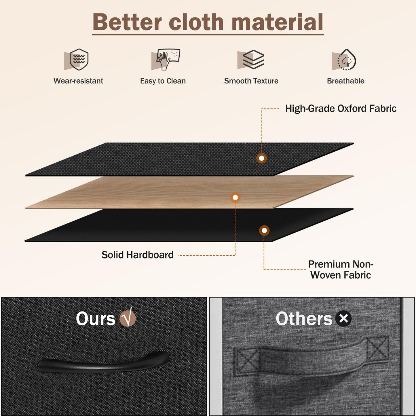 Ebeneze Narrow Dresser with 4 Drawers, Storage Cabinet, Slim Fabric Tower with Wheels, Wood Shelf, Bedroom Organizer Skinny Chest for Small Spaces, Bathroom, Living Room, Laundry, Closet, Black