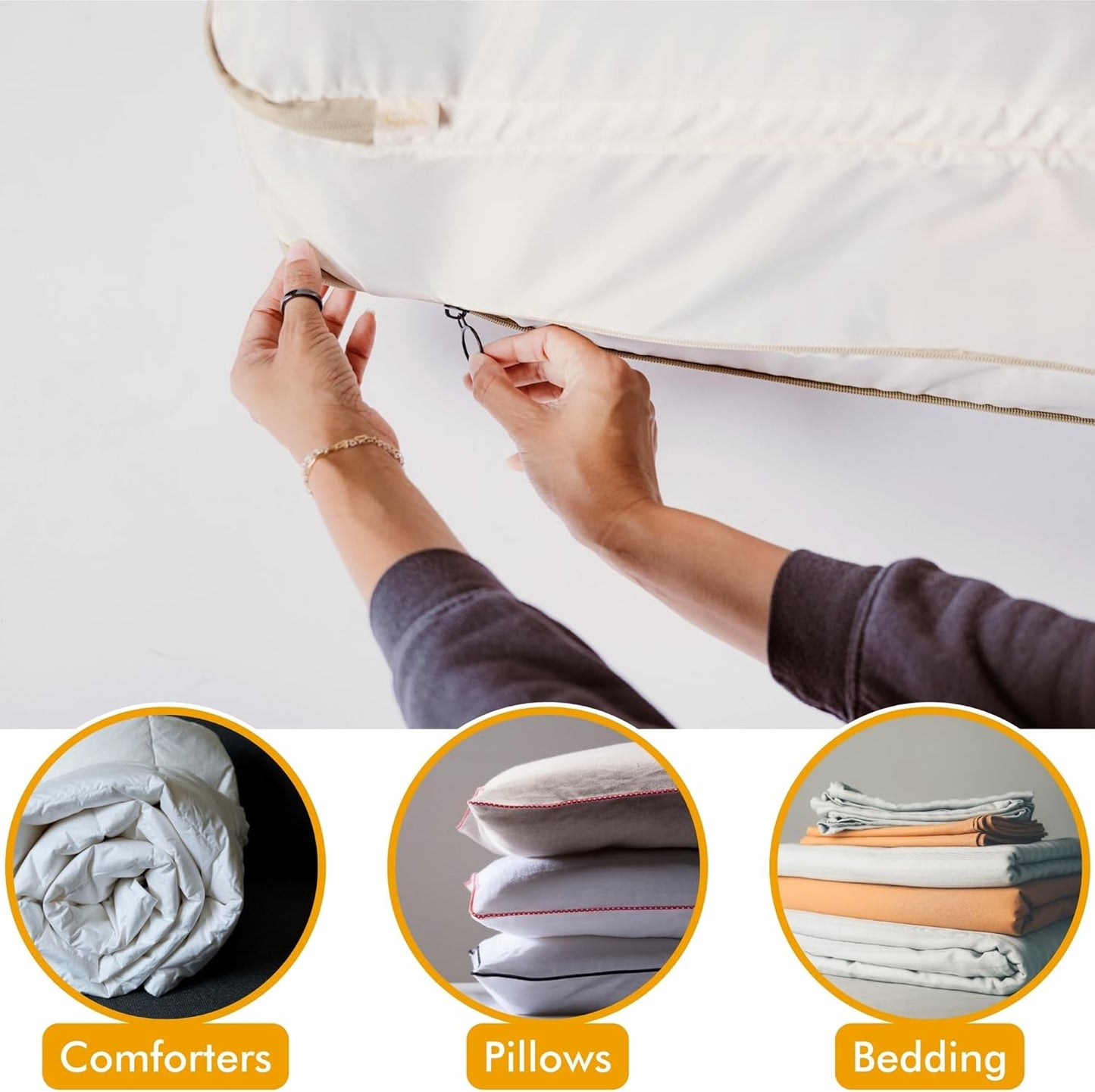 2-pack XXL Comforter Storage Bag - Space Saving Compression Bag for Pillows, Blankets, Bedding -Collapsible Extra Large Mesh Packing Cube - Queen King (2-pack Large Size 28x20x11")