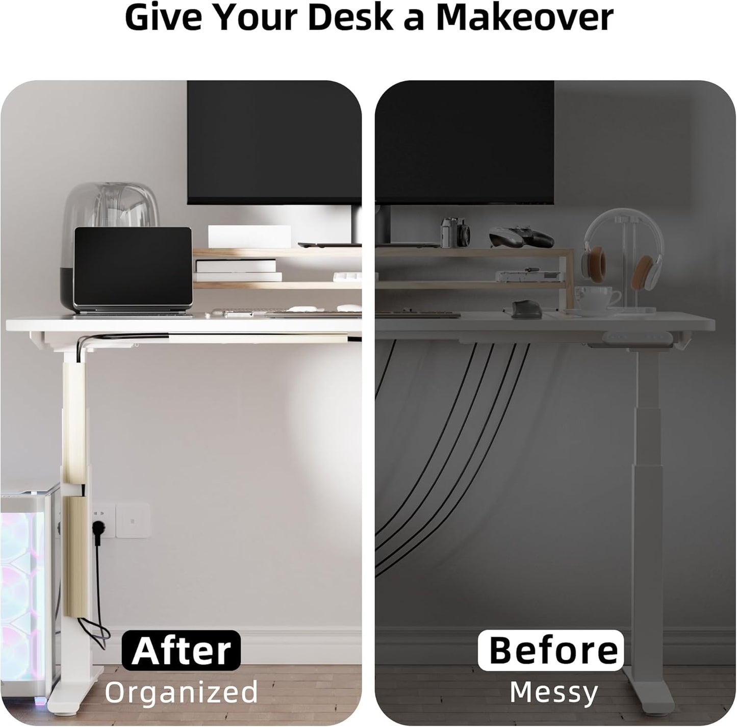 YECAYE 94.2 in Cable Management Under Desk,Easy Install Adhesive Mount Cord Hider,Cord Organizer,Wire Management,Wire Hider for Office Organization,Child & Pet Proof,Beige