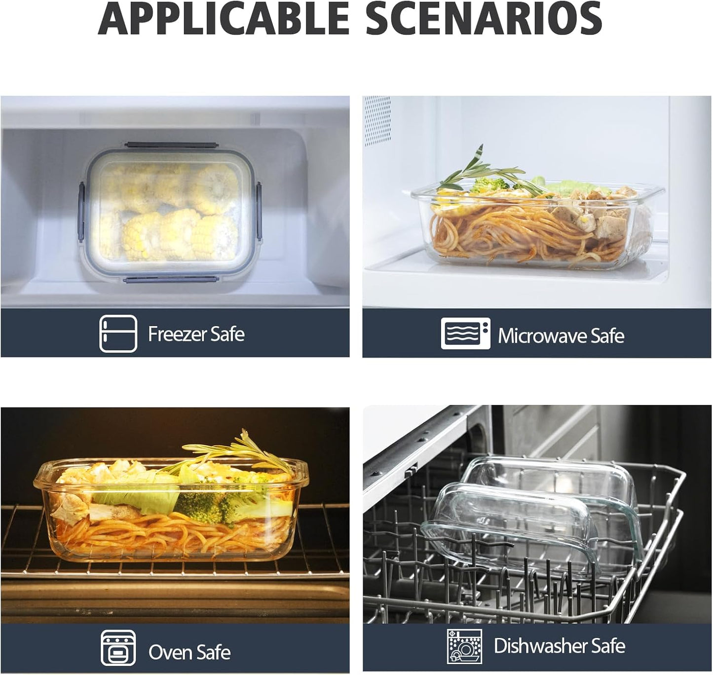 18 Pieces Glass Food Storage Containers with Lids,Airtight Glass Meal Prep Containers,Glass Storage Containers Set for Kitchen,Pantry BPA Free & Leak Proof (9 lids & 9 Containers)