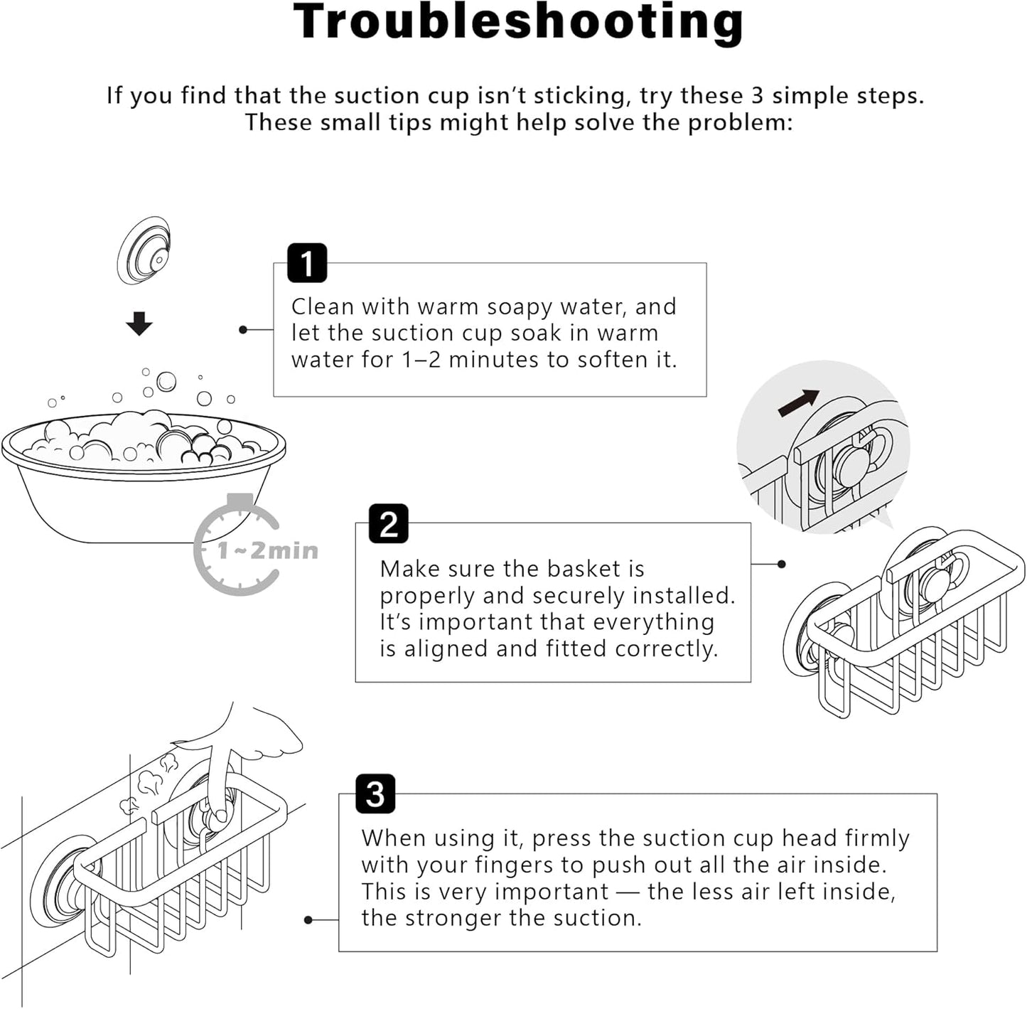 SunnyPoint NeverRust Kitchen & Bathroom Sink Caddy for Sponges, Scrubbers, Soap, 6" x 2.5" x 2.65", with Adhesive Mount - Additional Suction Cup Included –Aluminum (Black)