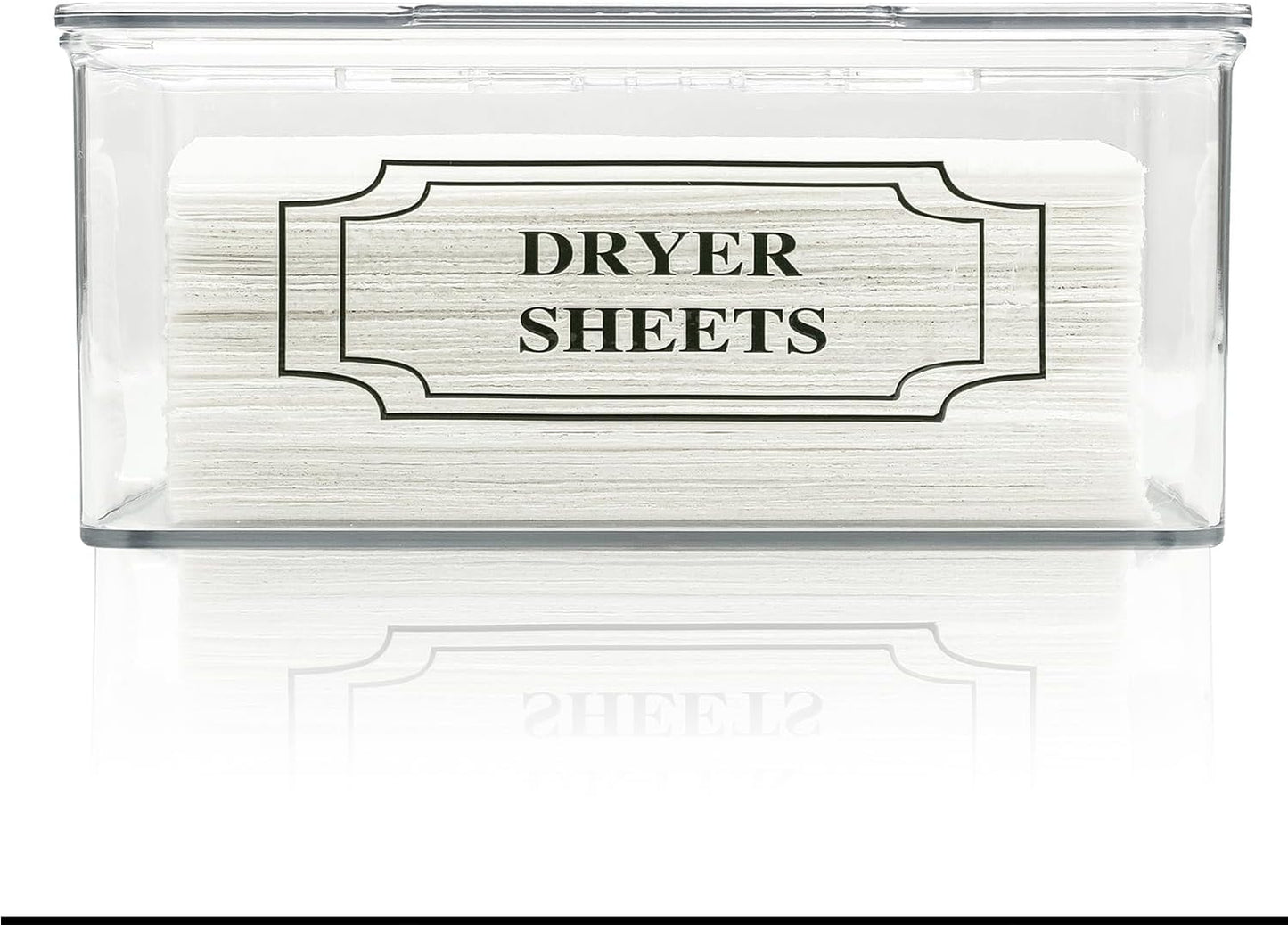 SSTATES Clear Acrylic Dryer Sheets Holder, Flip-top Laundry Pods Container with 2 Label Decals for Laundry Room Organization and Décor, Stackable Storage Box (2 Pack)