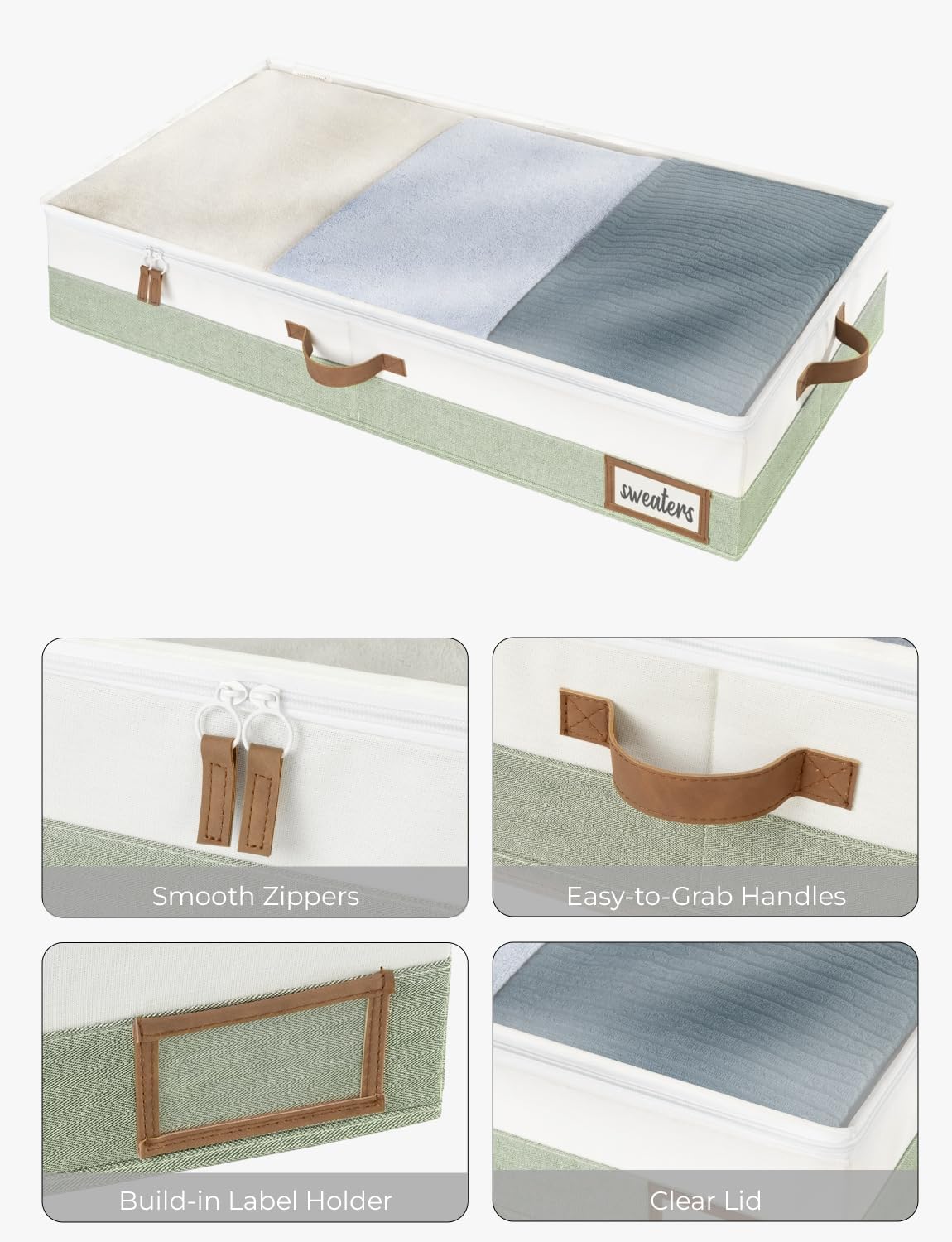 StorageWorks Large Under Bed Storage Containers with Handles and Label Holder, 2 Pack Ultra-thick Fabric Underbed Bins, Closet Organizer for Clothes, Blankets, Sweater