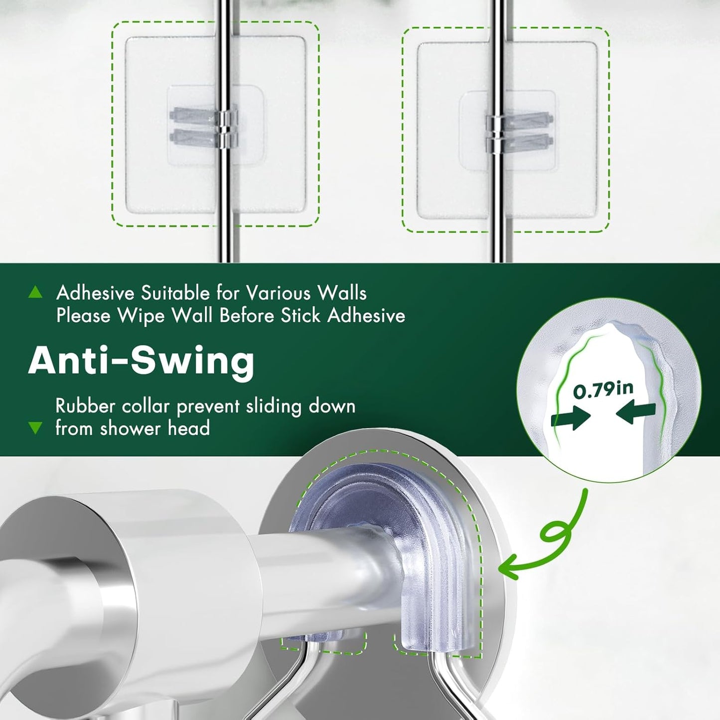 Stainless Steel Shower Caddy for Handheld Shower Heads,Rustproof Hose Shower Organizer Adjustable Length Shower Rack with 24 Hooks,Razor Holder,Soap Holder