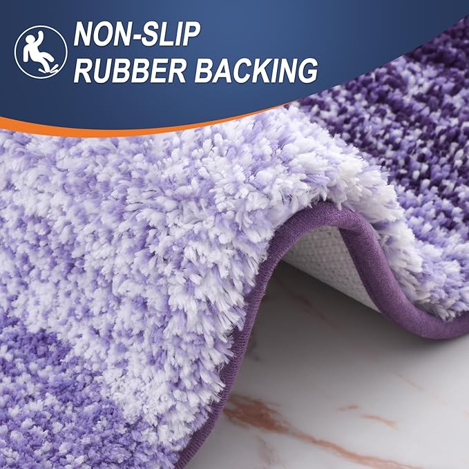 OLANLY Bathroom Runner Rugs 44x24, Extra Soft Absorbent Microfiber Bath Rugs, Rubber Backing, Quick Dry, Machine Washable Bath Mats for Bathroom Floor, Tub and Shower, Home Decor Accessories, Violet