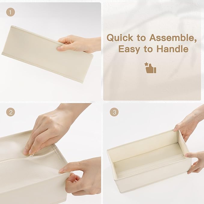 Criusia Drawer Organizer Clothes, 24 Pack Dresser Organizer for Baby Clothes, Underwear, Sock- Foldable Closet Organization and Storage Dividers Bins for Nursery, Bedroom and Dorm (Beige)