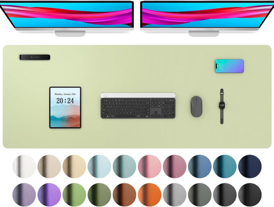 Aothia Leather Desk Pad Protector, Office Desk Mat, Large Mouse Pad, Non-Slip PU Leather Desk Blotter, Laptop Desk Pad, Waterproof Desk Writing Pad for Office and Home (48"x17", Grass Green)