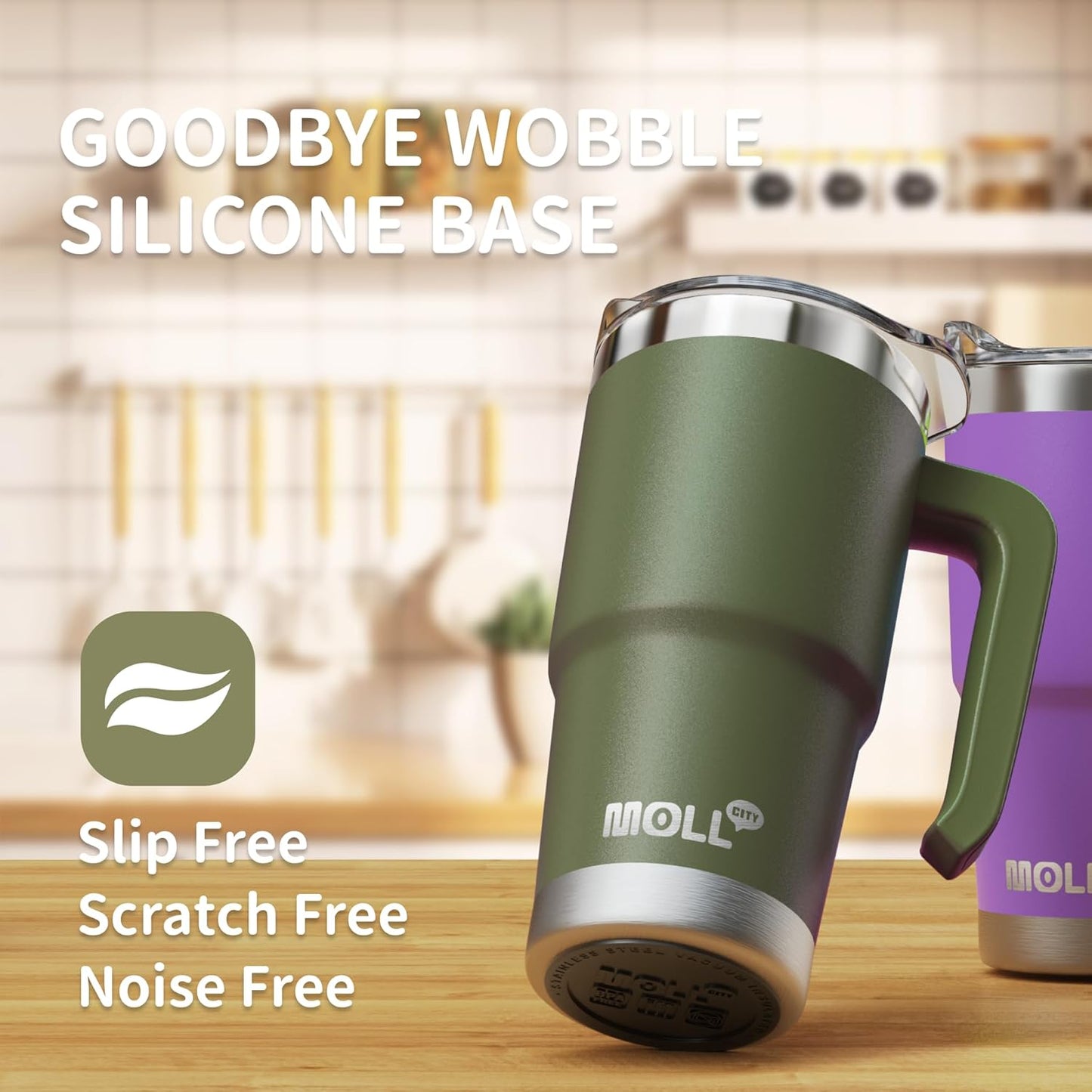 16 oz Tumbler with Handle Reusable Stainless Steel Vacuum Insulated Tumbler Cups with Lid and Straw Travel Coffee Mug for Women(Grass Green)