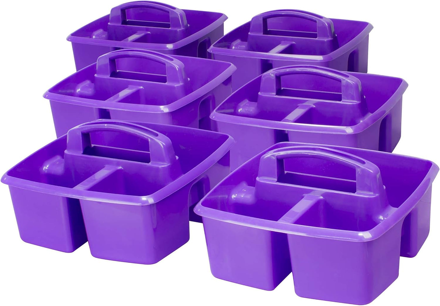 Storex 3-Compartment Small Caddy – Multipurpose Classroom Organizer with Handle, Purple, 5-Pack (00944U06C)