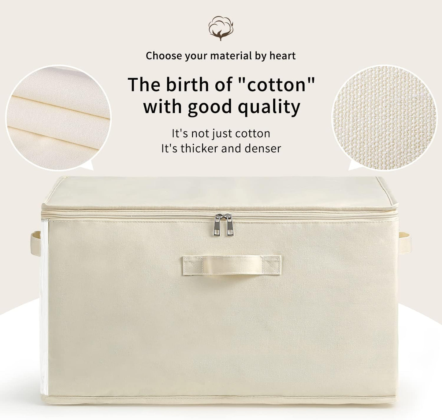 6-Pack Large Canvas Comforter Storage Bags Closet Organizer for Clothes Sweater Clothes Organizer with Dual Zipper Three Carrying Handles for Blanket Closet Storage Container