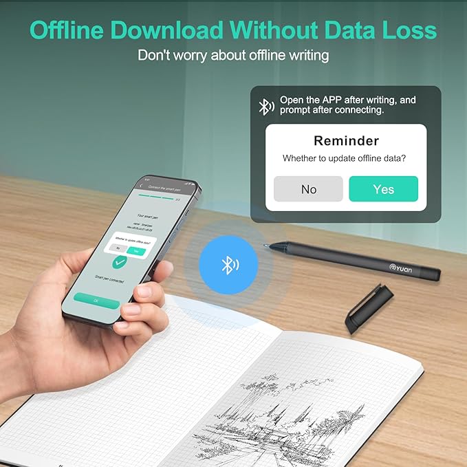 Smart Pen and Notebook - Smartpen Writing Set, Digital Smart pens for Note Taking, Real-time Sync for Digitizing, Storing, and Sharing Paper Notes, Compatible with ipad, iPhone and Android Smartphone
