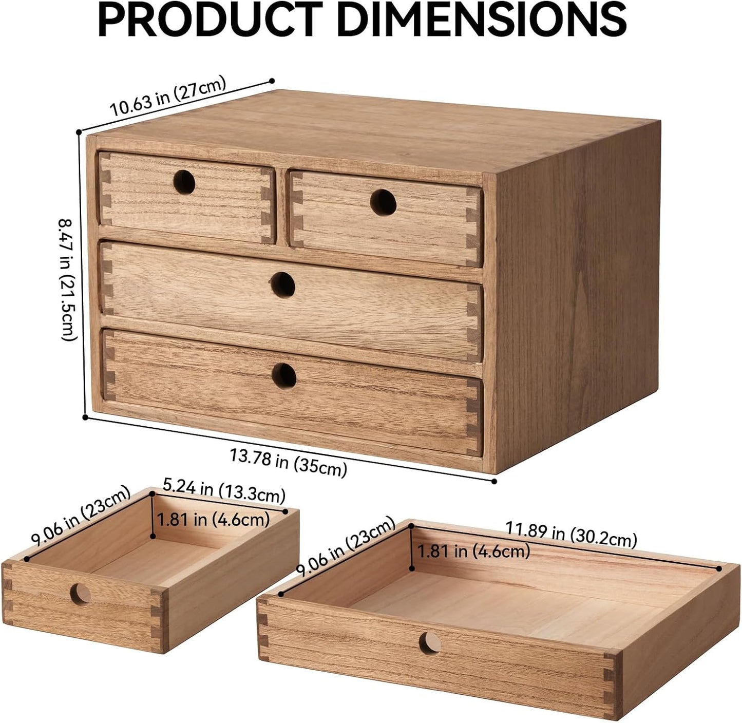 Kirigen Wood Desktop Storage Cabinet/Workspace Document Office necessity Organizer with 4 Drawers/Home,office Letter Mail Sorter with 3 levels/Hold Makeup Box (BR, 3-layer &4 drawers) Dark brown