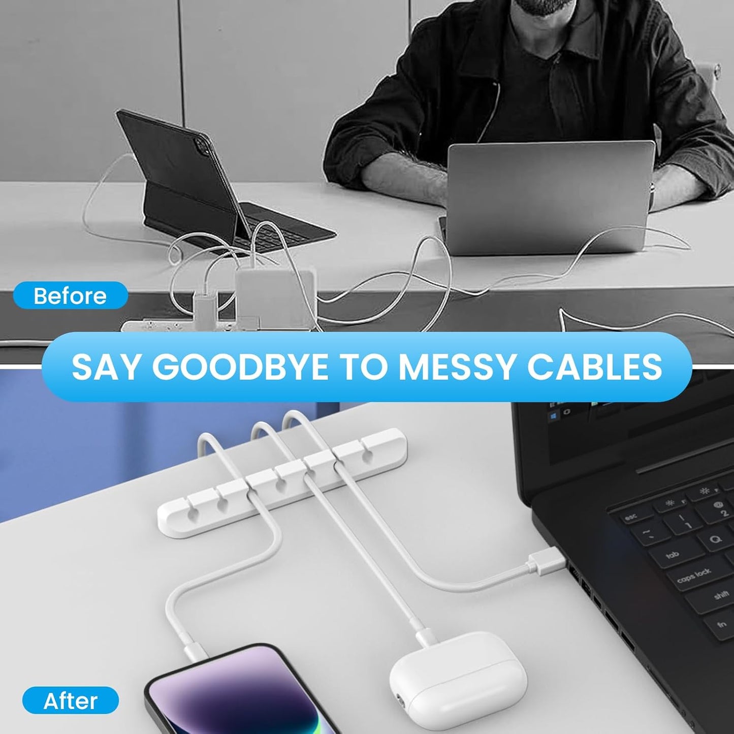 AhaStyle Cable Clips, 3 Pack Cord Holders Cable Organizer Self Adhesive Cord Keeper for Desktop Organizing USB Cable/Nightstand Power Cord/Mouse Cable/Wire PC/Cord Clips for Home Office and Car