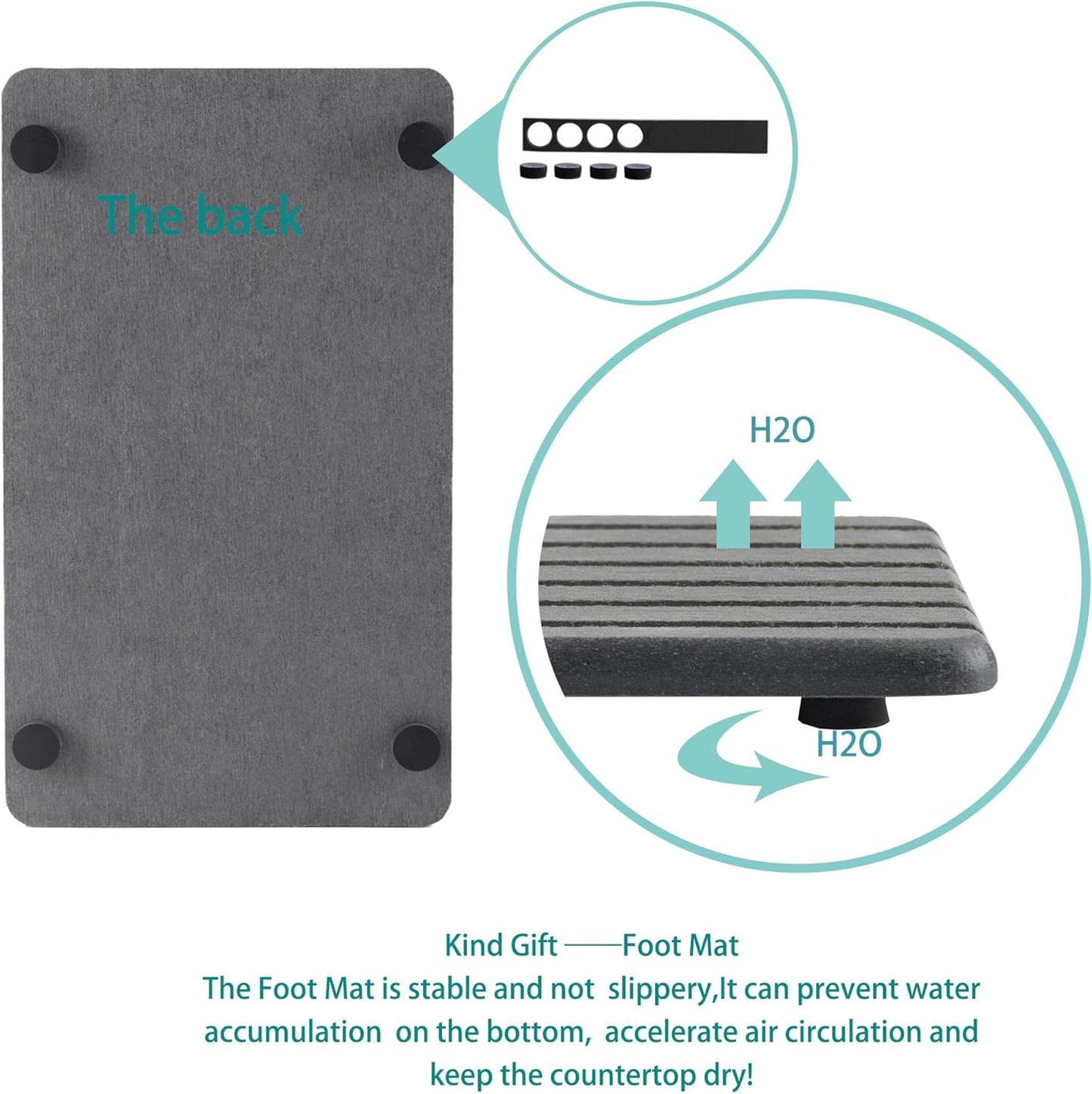 2 PCS Water Absorbent Diatomite Coasters (9.5" x 5.5"), Grooved Design, Water Absorbing Stone Used for Hand Soaps & Plants & toiletries in The Modern Home