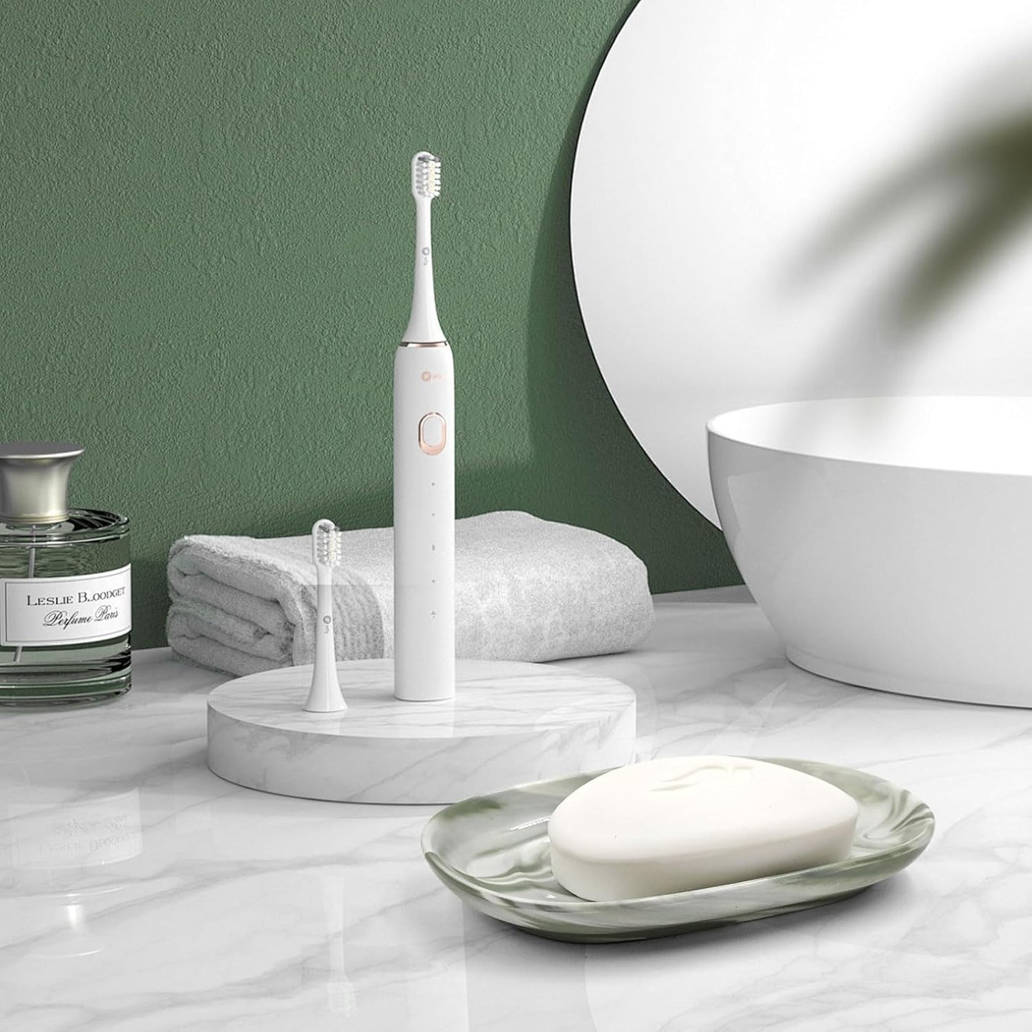 Elegant Ceramic Soap Dish for Shower with Unique Marble Texture, Decorative Bar Soap Holder for Bathroom & Kitchen, Easy Clean Versatile Oval Soap Dishes for Soap Bar