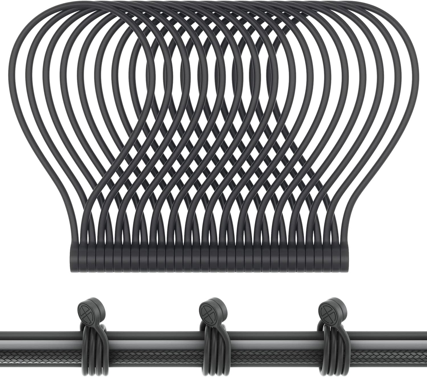 Magnetic Twist Ties, Reusable Silicone Cable Ties with Strong Magnet for Bundling and Organizing,Cord Wrap Clip Straps for Home or Office (Black-16 Packs)