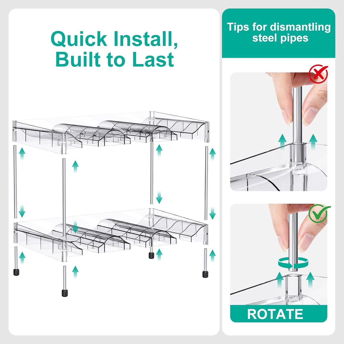 Reusable Stackable with Handle Compartment Water Bottle Tumbler Organizer for Stanley 40oz with Handle Cup, Stanley Accessories for Pantry, Cabinet & Kitchen Organization and Storage,2 Tier Hold 6