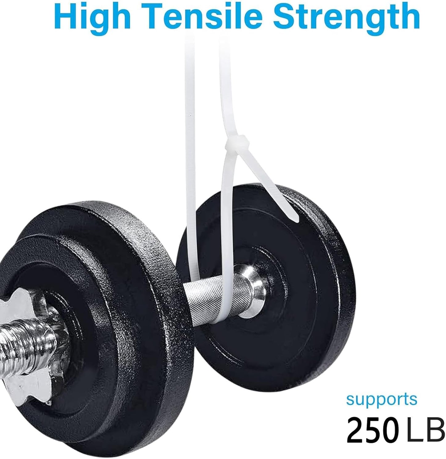 18 Inch White Heavy Duty Cable Ties (50 Pack) - UV Resistant Zip Ties for Indoor & Outdoor Use, 250lb Tensile Strength, Durable and Weatherproof