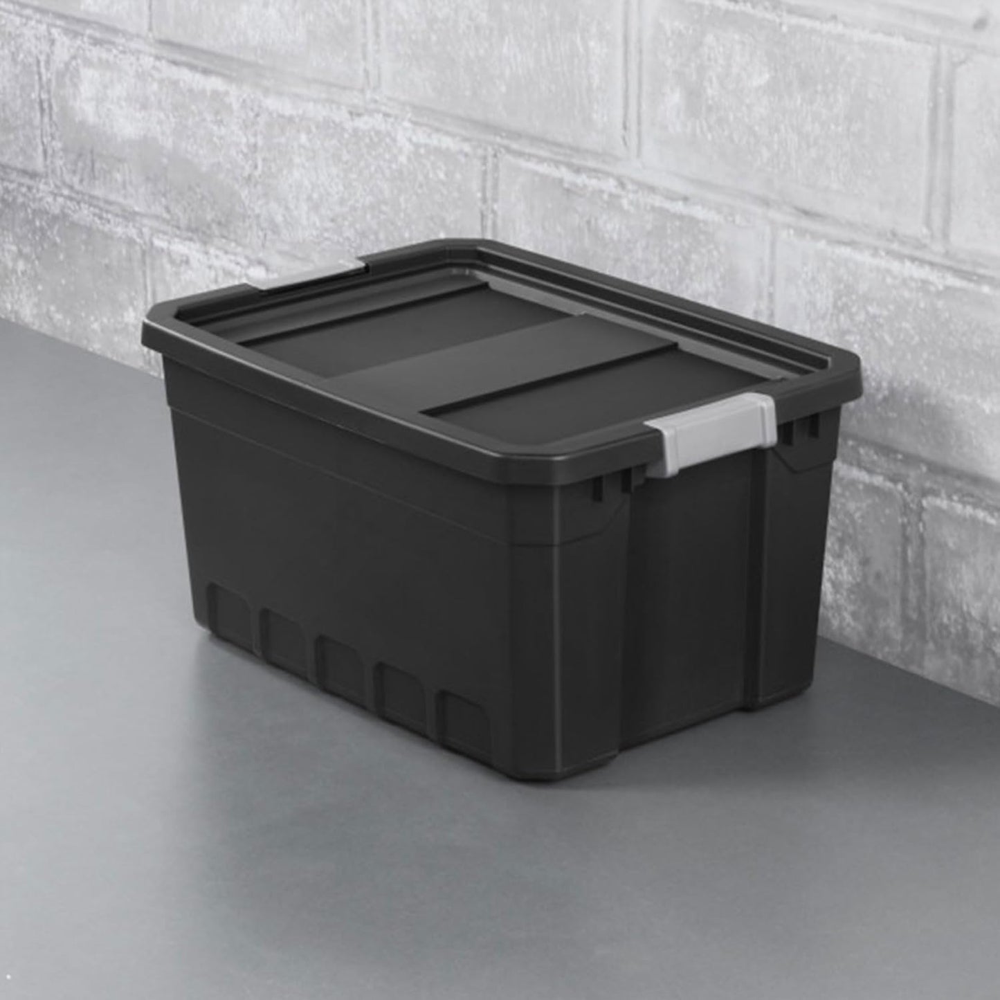 Sterilite 24-Pack Plastic Storage Bins with Lids, Stackable Containers, 19 Gallon, Black