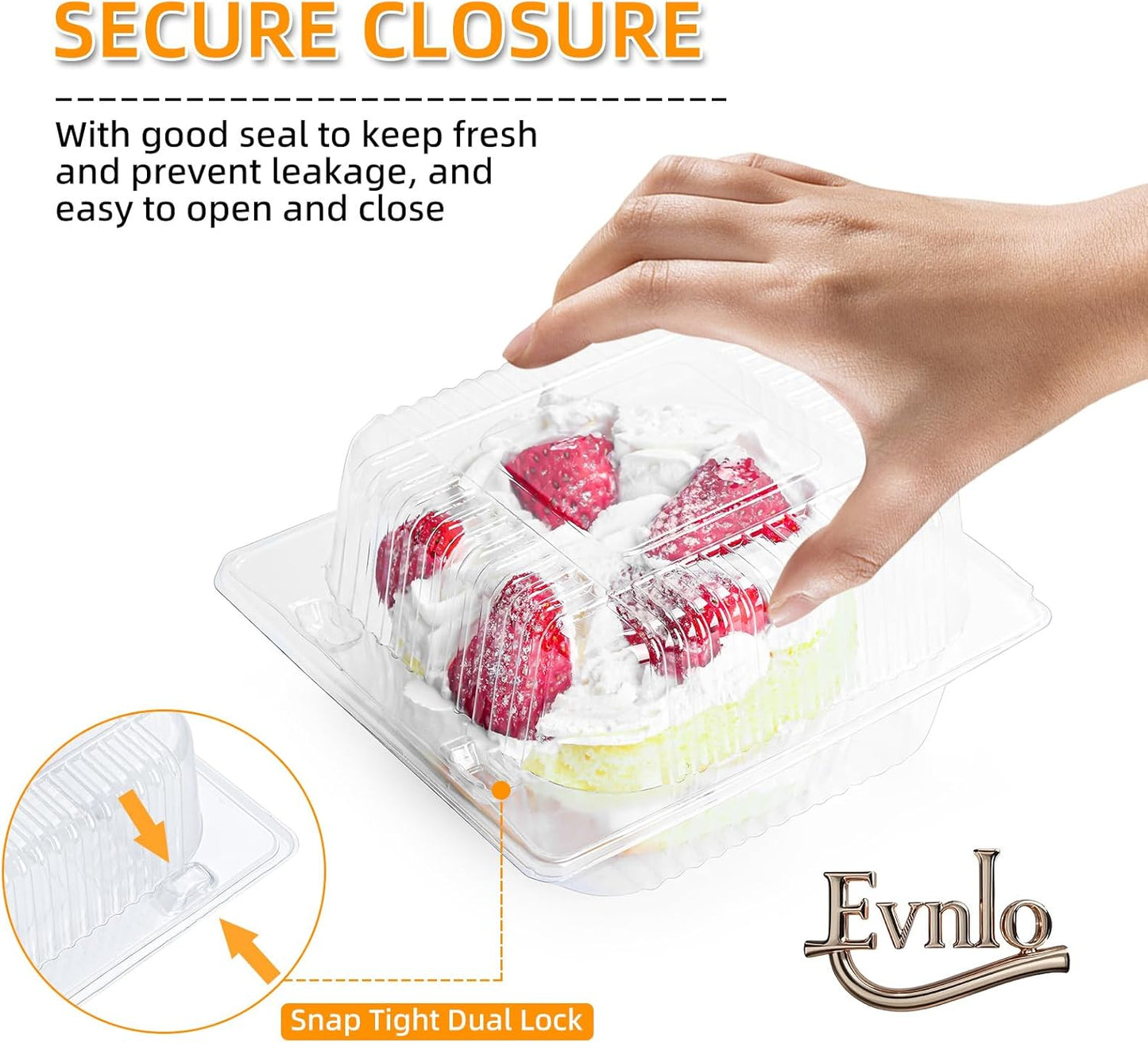 50 Count Clear Plastic Containers with Lids for Food, Thickened Disposable Sandwich Containers Clamshell Boxes for Cake Slice, Dessert, Hamburger, Salad