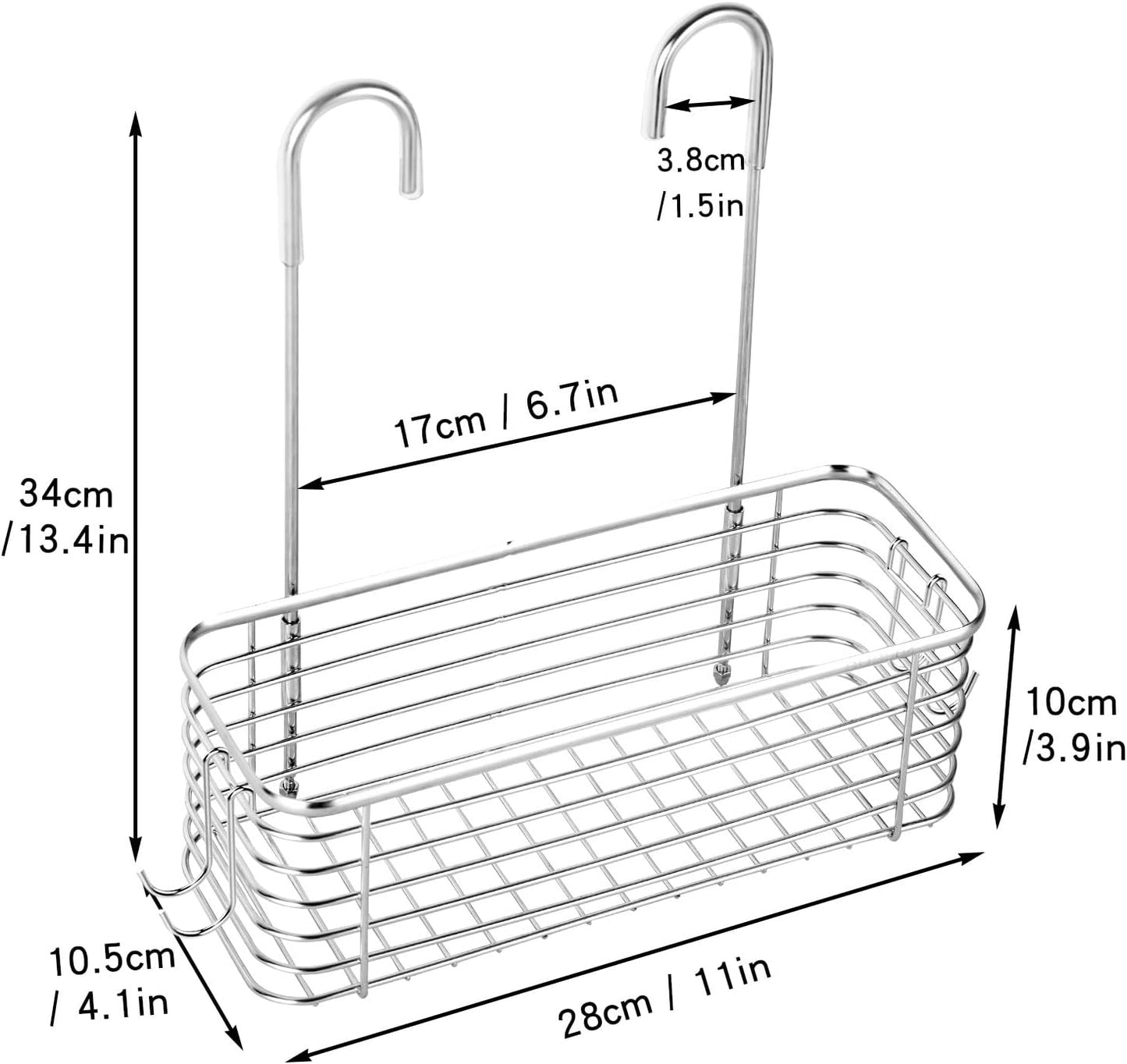 YQh hanging shower rack, bathroom storage rack, shampoo bracket, the back hook can be rotated, and can be hung on the faucet or Claw foot bathtubcross bar, 304 stainless steel rust proof and durable