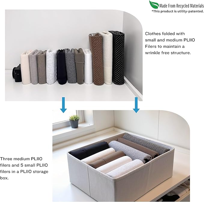 2 Pcs PLIIO Foldable Drawer Organizer, Closet Dresser Drawer Divider, Clothes Storage Box, Storage Bins, Wrinkle-Free Storage Solution for Home and Travel, Wardrobe Organizer and Clothes Folder