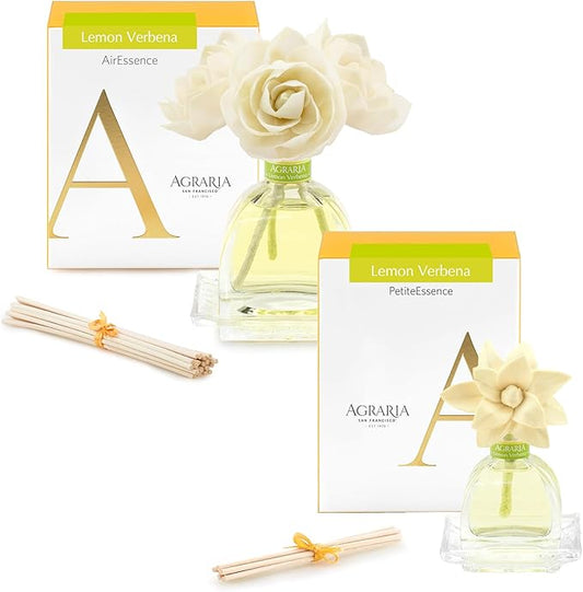 AGRARIA AirEssence & PetiteEssence Flower and Reed Diffuser Set, Luxury Home Fragrance Set, Scented Oil Reed Diffuser Gift for All Occasions