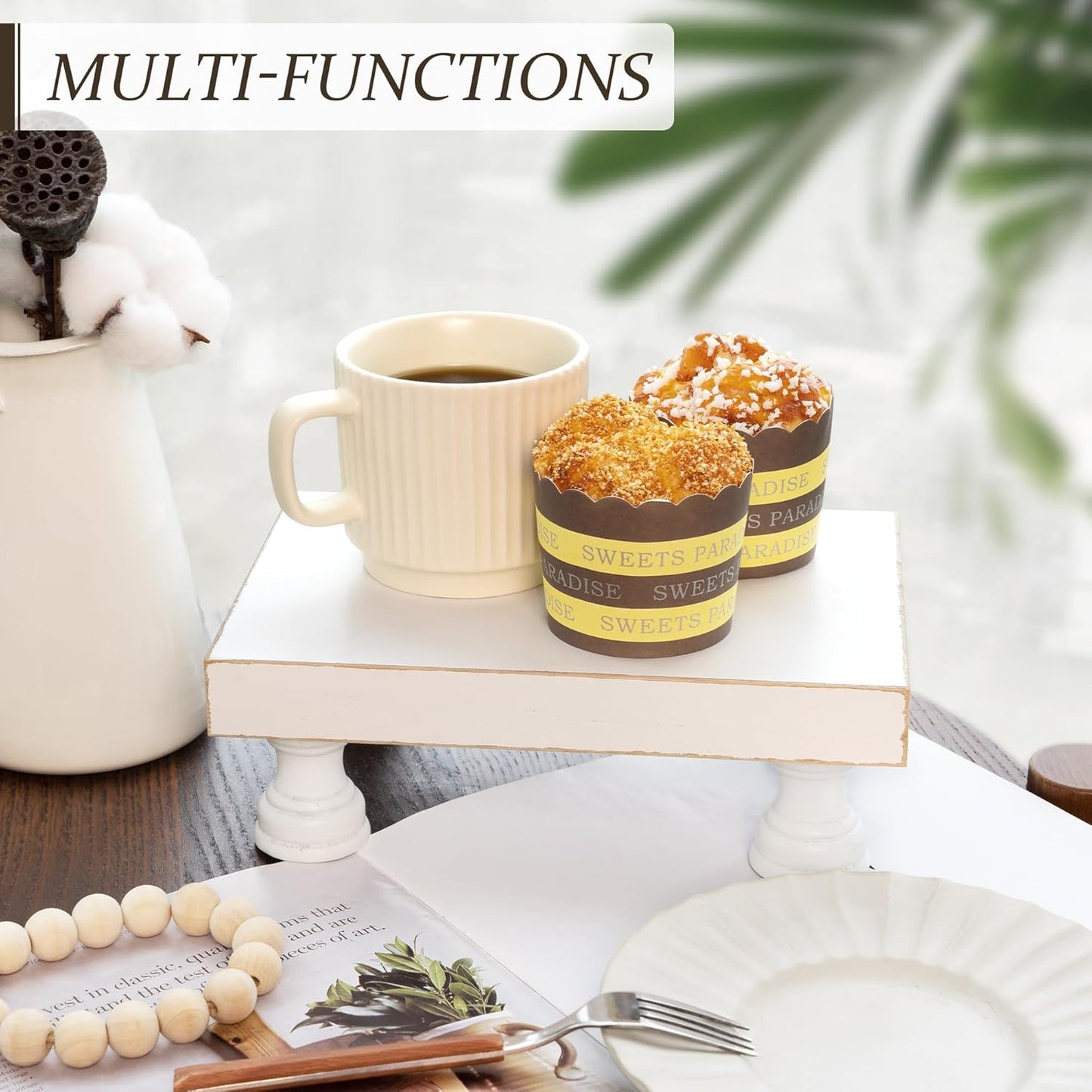 EOSAHR Decorative Wood Riser for Home Decor : Farmhouse Pedestal Stand for Display and Rustic Soap Holder for Sink Organizer - Retro Display Tray for Your Home, Livingroom, Bathroom,and Kitchen