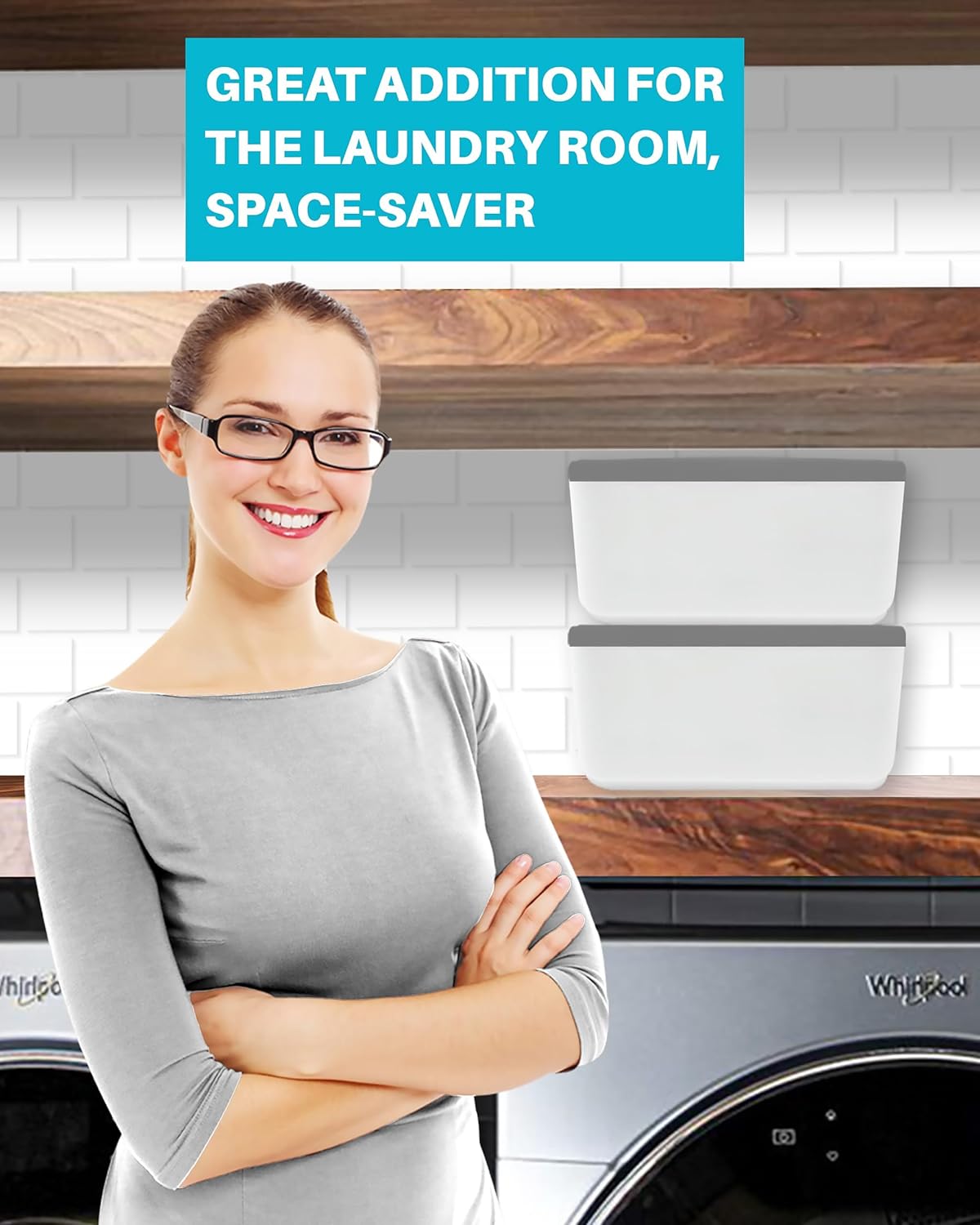 Skywin Large Laundry Pods Container with Slide Lid, Laundry Pod Holder 15 x 8.7 x 4.5 In, Holds 11 Pounds OR 120-150 Pods, Laundry Pod Container, Dishwasher Pods Container (White)