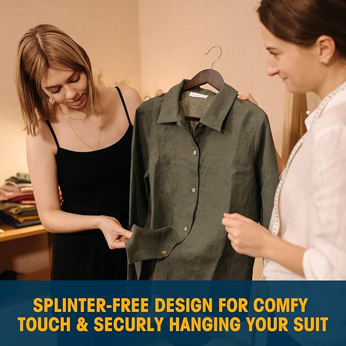 Wooden Hangers 20 Pack,Clothes Hanger for Daily Used,Coat Hanger for Closet,Heavy Duty Wood Hangers for Suit, Shirts, Jackets, Dress, Pant (Walnut)