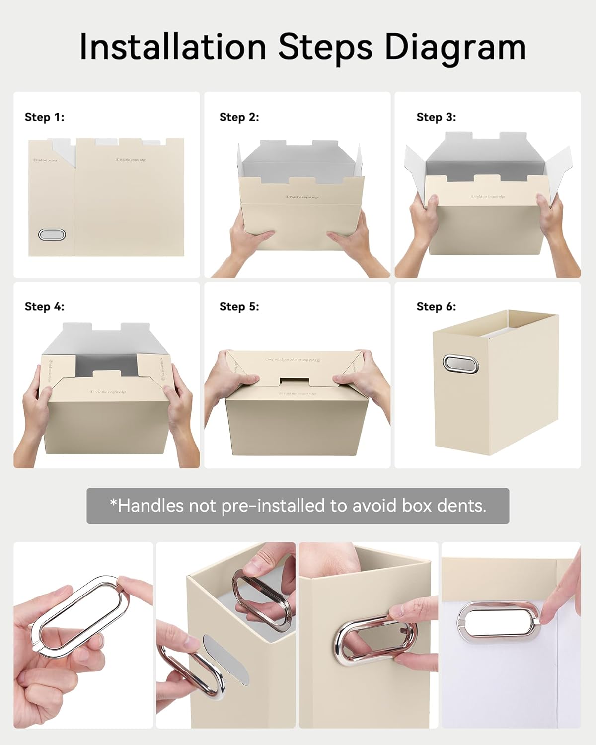 Oterri Cardboard File Organizer Box for Hanging File Folders Letter Size,File Box for Computer Desk,File Cabinet,Working Home,Office,Classroom (Beige, Letter Size - 2 Packs)