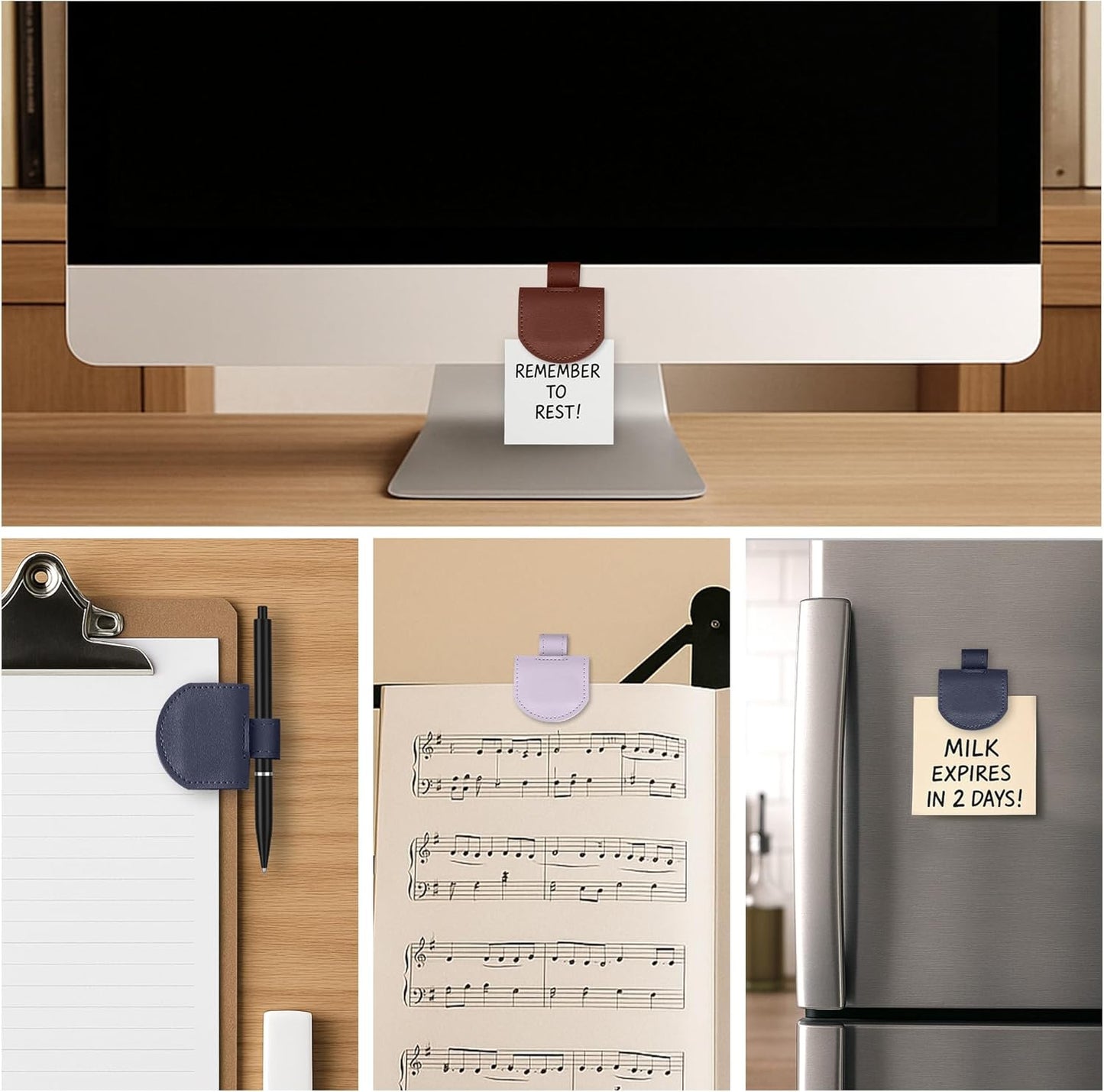 Magnetic Pen Loop Holder, Pencil Holder for Notebooks, Journals, Calendars, PU Leather 3 Pack