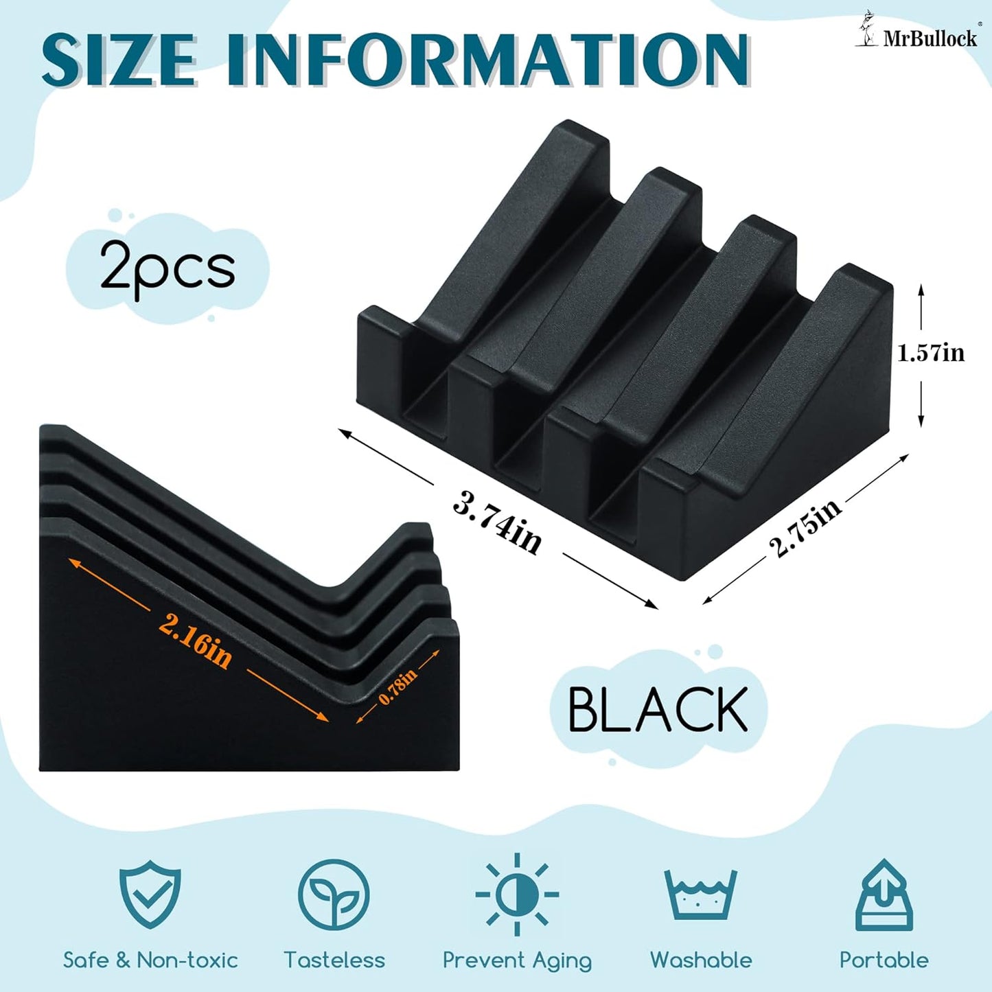 Silicone Soap Dish for Bar Soap Holder for Shower Bathroom Self Draining Waterfall Drying Tray Keep Soap Bars Dry Clean & Easy Cleaning (Black*2, 2)