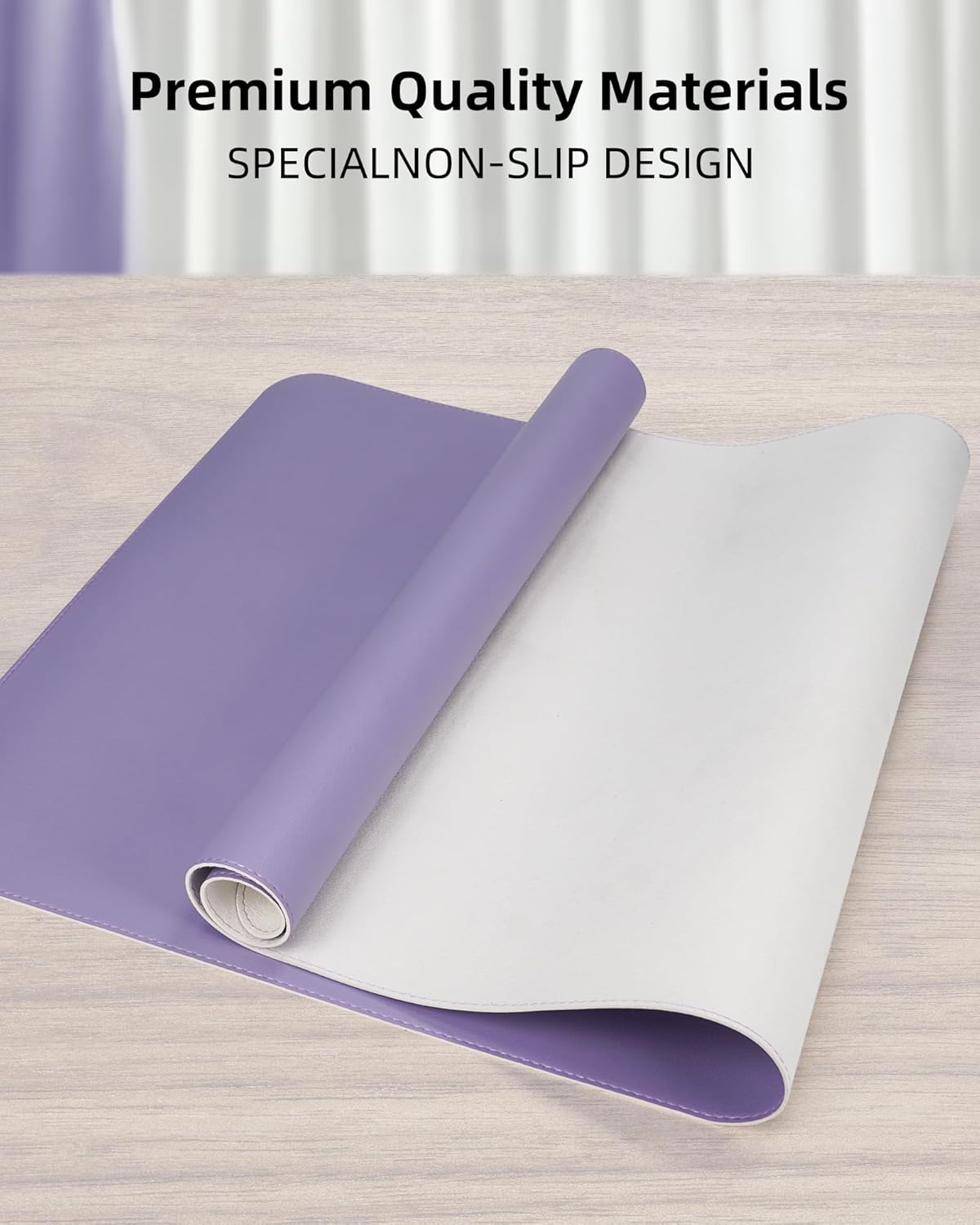 Leather Desk Pad Protector,Desk Mat,Large Mouse Pad, Non-Slip Desk Pad, Waterproof PU Leather Desk Blotter Mat, Desk Cover for Office and Home (Light Purple, 36" x 17")