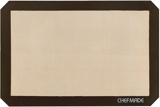 CHEFMADE 15-Inch Silicone Baking Mat with Measurements, Non-stick Heat Resistant Rolling Dough Mat, for Pastry,Pizza, Fondant and Pie Crust Making 9.7" x 14.7" (Brown)